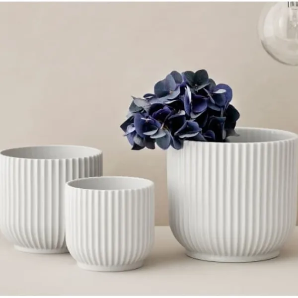 New Lyngby Flower Pot White, H 13cm - Lyngby Porcelæn Krukker & Plantebeholdere