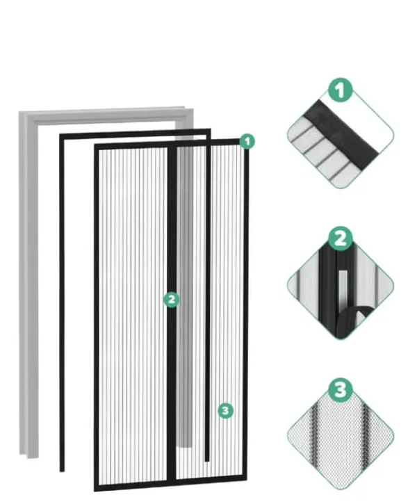 Insektmiddel & Dyreafvisende Middel^Magnetisk myggenet til døre uden boring mod insekter 90 x 210 cm