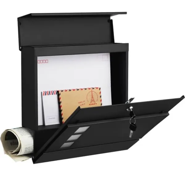 Online Mailbox - Wall Letterbox - Moderne - Låsbar - Med avisrum - Sort Postkasser & Brevindkast