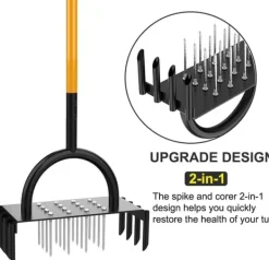 Discount Manuel plænelufter, ergonomisk håndtag, holdbar konstruktion - 2-i-1 værktøj med 16 pigge og 8 kerner Havemaskiner