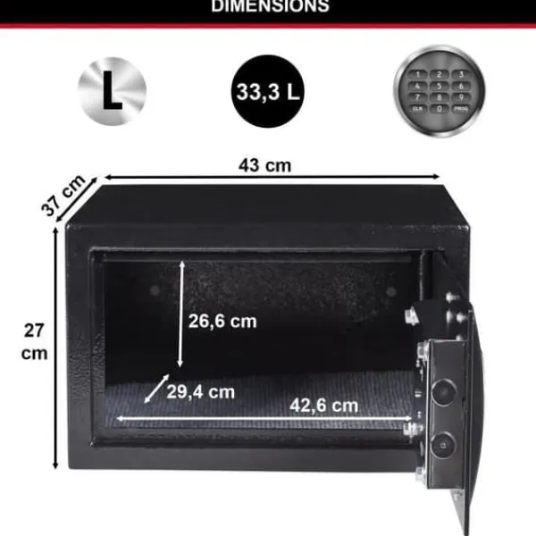 Pengeskabe^MASTER LOCK Säker med programmerbar elektronisk kombination - Svart och metallgrå
