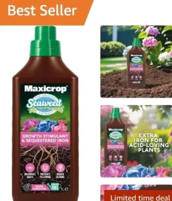 Gødningsmidler^Maxicrop Organic 1L Iron & Seaweed Extract - Protects Plants from Yellowing