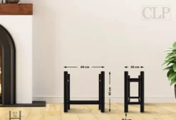 Tilbehør Til Brændeovne & Pejse^Medya Round Metal Firewood Rack Stand, Black - 30x60x60 cm