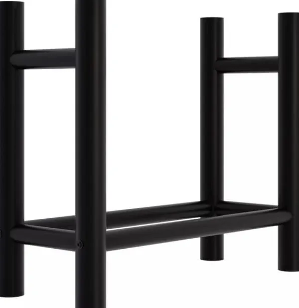 Tilbehør Til Brændeovne & Pejse^Medya Round Metal Firewood Rack Stand, Black - 30x60x60 cm