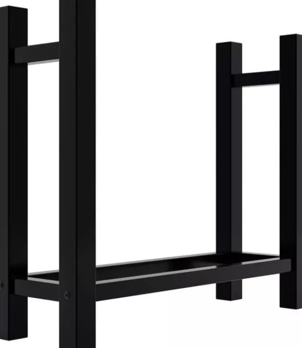 Hot Medya Square Firewood Rack, Black Metal, 30x80x80 cm Tilbehør Til Brændeovne & Pejse