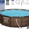 New Mega Stor Ratten Look Familie Oppustelig Pool med Filterpumpe, Stige & Dække - Perfekt til Sommerfest Pooler