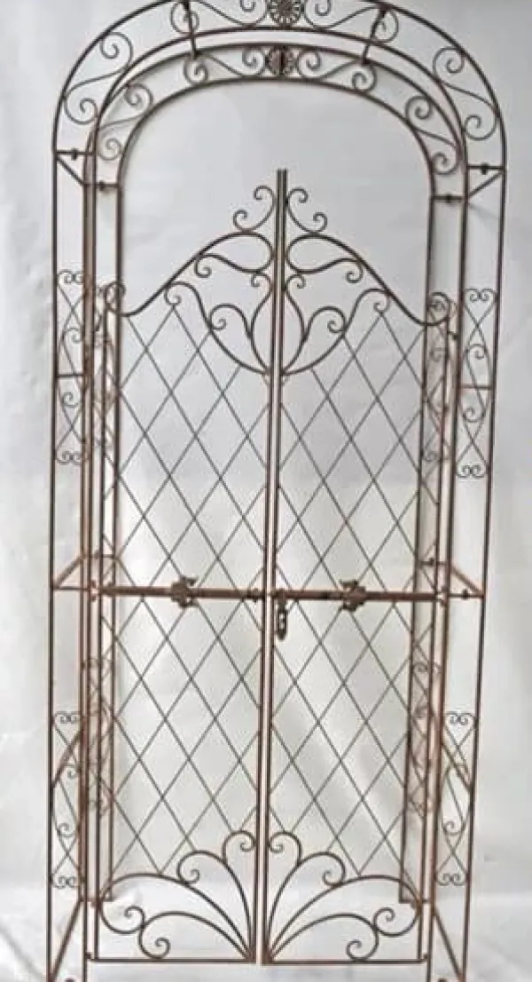 Buer, Spalier, Lysthuse Uden Tag^Melissa Metal Rose Arch with Gate - White, Climbing Plant Support, Garden Decor, 220x120x40cm