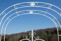 Buer, Spalier, Lysthuse Uden Tag^Melissa Metal Rose Arch with Gate - White, Climbing Plant Support, Garden Decor, 220x120x40cm