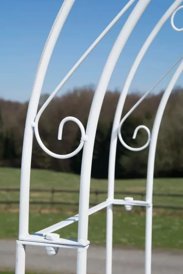 Buer, Spalier, Lysthuse Uden Tag^Melissa Metal Rose Arch with Gate - White, Climbing Plant Support, Garden Decor, 220x120x40cm