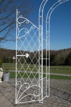 Buer, Spalier, Lysthuse Uden Tag^Melissa Metal Rose Arch with Gate - White, Climbing Plant Support, Garden Decor, 220x120x40cm