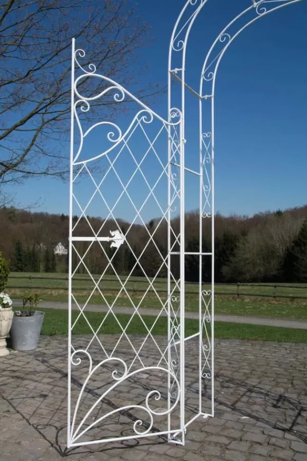 Buer, Spalier, Lysthuse Uden Tag^Melissa Metal Rose Arch with Gate - White, Climbing Plant Support, Garden Decor, 220x120x40cm