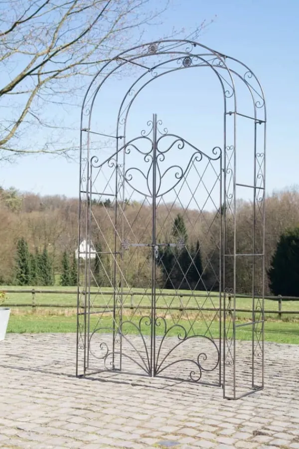 Discount Melissa Rose Arch with Gate - Handcrafted Iron Climbing Plant Support, Bronze Finish, 220cm Buer, Spalier, Lysthuse Uden Tag