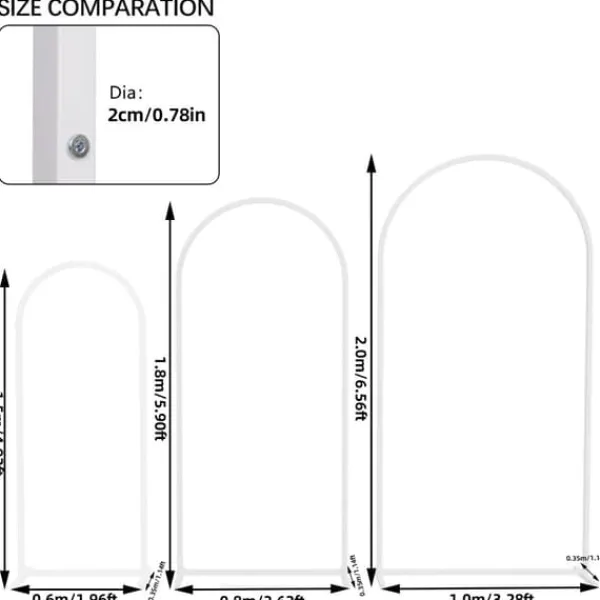 Clearance Metal baggrundsbue - Bryllupsbue/ballonbue stativ - Sæt med 3 - XL - Hvid Buer, Spalier, Lysthuse Uden Tag