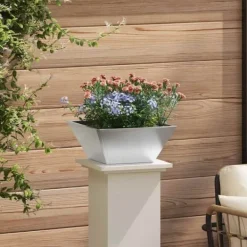 Krukker & Plantebeholdere^Metal have skål plantekasse - Elegant design til udendørs brug | Størrelse: 35x35x15 cm | Farve: Sølv