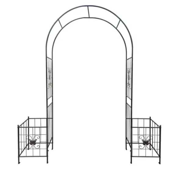 Buer, Spalier, Lysthuse Uden Tag^Metal havebue til klatreplanter, holdbar sort bue til roser og vinstokke, perfekt til bryllup, fest og have 7,15 fod