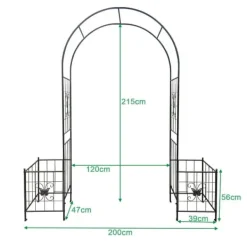 Buer, Spalier, Lysthuse Uden Tag^Metal havebue til klatreplanter, holdbar sort bue til roser og vinstokke, perfekt til bryllup, fest og have 7,15 fod