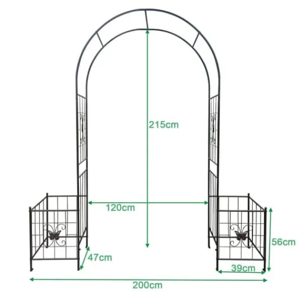 Buer, Spalier, Lysthuse Uden Tag^Metal havebue til klatreplanter, holdbar sort bue til roser og vinstokke, perfekt til bryllup, fest og have 7,15 fod