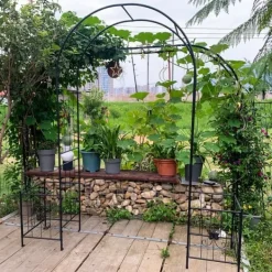 Outlet Metal havebue til klatreplanter, holdbar sort bue til roser og vinstokke, perfekt til bryllup, fest og have 7,15 fod Buer, Spalier, Lysthuse Uden Tag