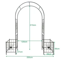 Buer, Spalier, Lysthuse Uden Tag^Metal havebue til klatreplanter, holdbar sort bue til roser og vinstokke, perfekt til bryllup, fest og have 7,15 fod