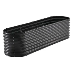 Plantningsbænke^Metal Hævet Haveseng, 8x2x2 ft, Galvaniseret Plantekasse, Udendørs, Mørkegrå, Holdbar, Let at samle