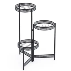New Metal Plante Stativ, Foldbar, Høj Blomsterpotte Holder, 4 TierBlack Krukker & Plantebeholdere