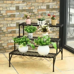Plantestativer^Metal Plante Stativ, 70x60x60.5 cm, Sort