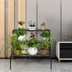 Plantestativer^Metal Plante Stativ, 70x60x60.5 cm, Sort