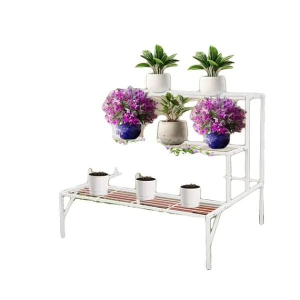 Krukker & Plantebeholdere^Metal Planteholder, 3-Niveau Design, Holdbar Konstruktion,HVID