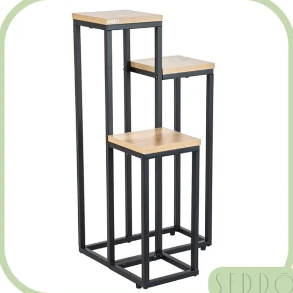 Discount Metal stående blomsterstativ til blomster og planter, 3-etagers hylde, loft 68 Plantestativer