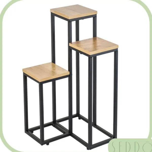 Discount Metal stående blomsterstativ til blomster og planter, 3-etagers hylde, loft 68 Plantestativer