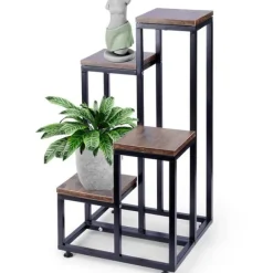 Sale Metalblomsterstativ 4-lags, niveaudelt stativ til potter, planter og blomster Plantestativer