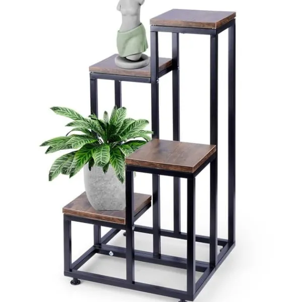 Sale Metalblomsterstativ 4-lags, niveaudelt stativ til potter, planter og blomster Plantestativer