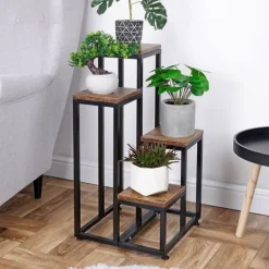 Sale Metalblomsterstativ 4-lags, niveaudelt stativ til potter, planter og blomster Plantestativer