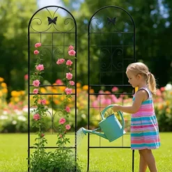 Krukker & Plantebeholdere^Metalgitter 2-pak til klatreplanter, støtte til potteplanter, stueplanter, blomster, grøntsager og havedekoration indendørs/udendørs