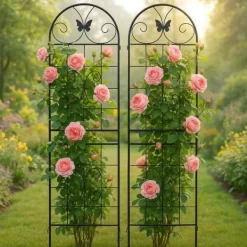 Krukker & Plantebeholdere^Metalgitter 2-pak til klatreplanter, støtte til potteplanter, stueplanter, blomster, grøntsager og havedekoration indendørs/udendørs