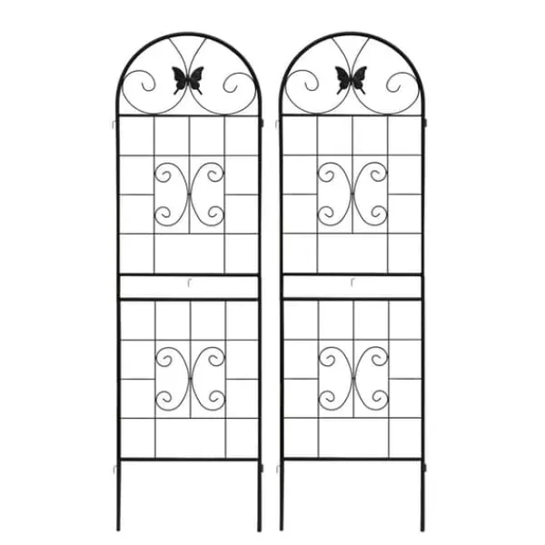 Krukker & Plantebeholdere^Metalgitter 2-pak til klatreplanter, støtte til potteplanter, stueplanter, blomster, grøntsager og havedekoration indendørs/udendørs