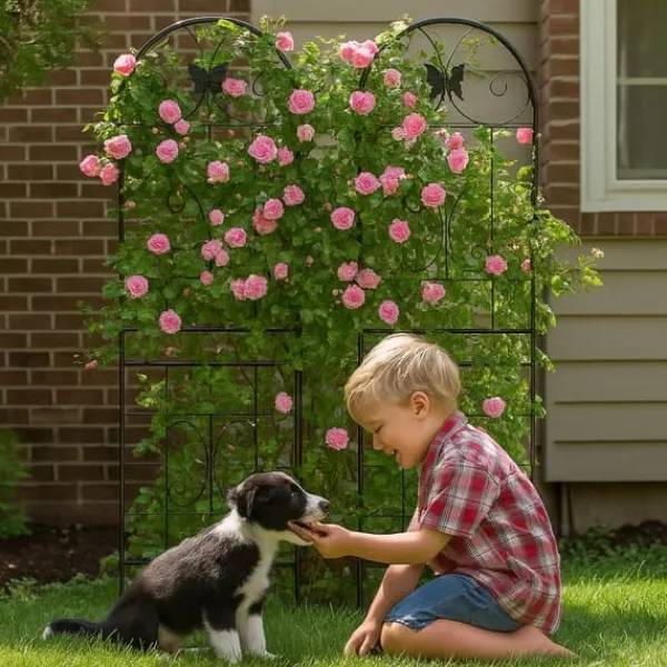 Krukker & Plantebeholdere^Metalgitter 2-pak til klatreplanter, støtte til potteplanter, stueplanter, blomster, grøntsager og havedekoration indendørs/udendørs