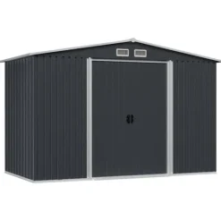 Skure, Garager & Carports^Metalskur til haven - Opbevaring af værktøj | Størrelse: 257x205x178 cm | Farve: Antracitgrå