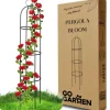 Discount Metaltårn havepergola til klatrere, roser, blomster, haveplanter, metal Buer, Spalier, Lysthuse Uden Tag