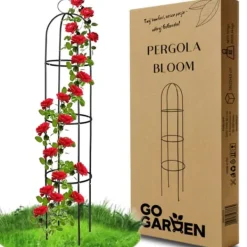 Discount Metaltårn havepergola til klatrere, roser, blomster, haveplanter, metal Buer, Spalier, Lysthuse Uden Tag