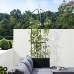 Discount Metaltårn havepergola til klatrere, roser, blomster, haveplanter, metal Buer, Spalier, Lysthuse Uden Tag