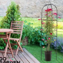Discount Metaltårn havepergola til klatrere, roser, blomster, haveplanter, metal Buer, Spalier, Lysthuse Uden Tag