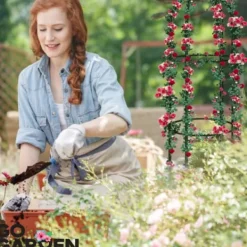 Discount Metaltårn havepergola til klatrere, roser, blomster, haveplanter, metal Buer, Spalier, Lysthuse Uden Tag