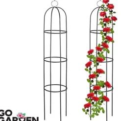 Discount Metaltårn havepergola til klatrere, roser, blomster, haveplanter, metal Buer, Spalier, Lysthuse Uden Tag