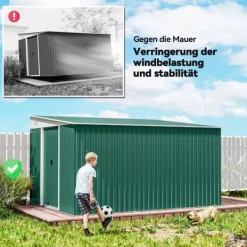 Skure, Garager & Carports^Metalværktøjsskur, 280x345x201 cm, Grøn