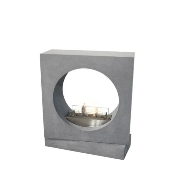 Hot Milano bioethanol tunnel pejs - Beton udseende - Fritstående - Dekorativ pejs - 2 KW varme Pejse