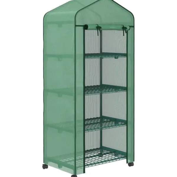 Hot Mini drivhus 69×50×165 cm – 4 hylder, grøn Drivhus