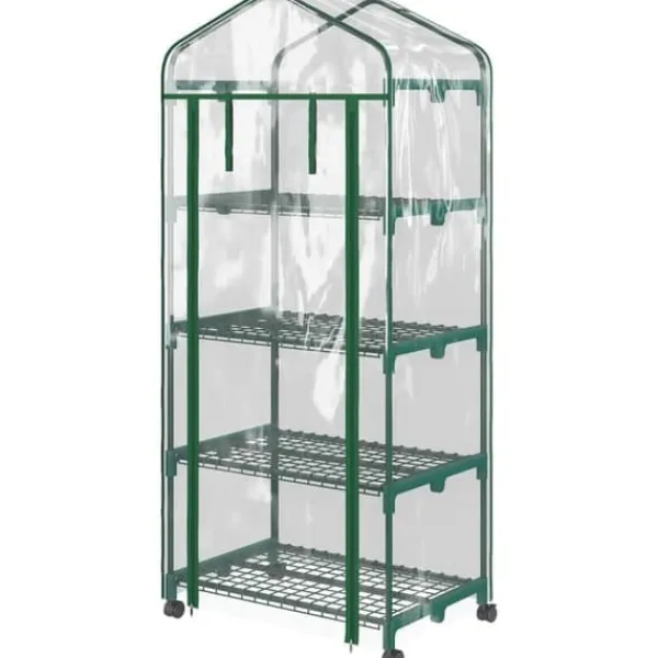 Sale Mini drivhus 69×50×165 cm – 4 hylder, gennemsigtigt Drivhus