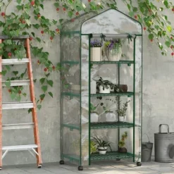 Sale Mini drivhus 69×50×165 cm – 4 hylder, gennemsigtigt Drivhus