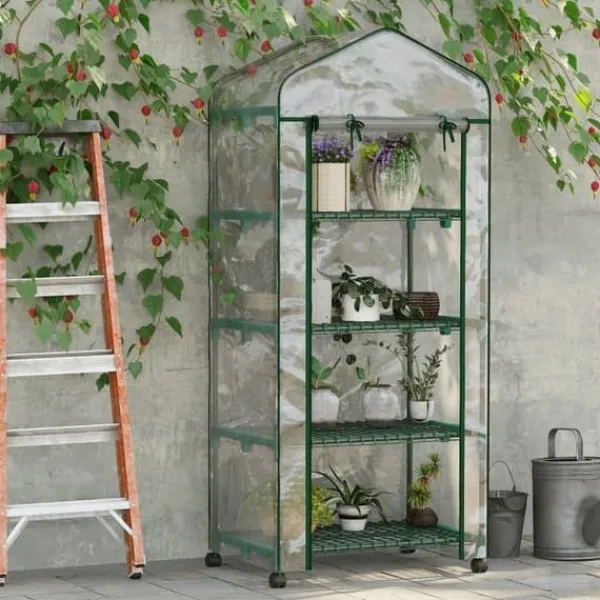 Sale Mini drivhus 69×50×165 cm – 4 hylder, gennemsigtigt Drivhus